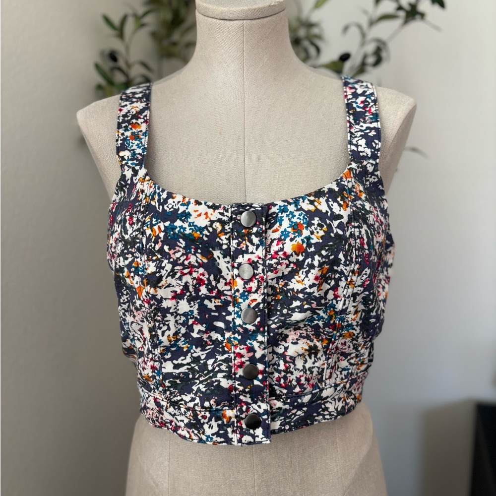 Bcbgeneration Multicolor Button-Front Crop Top - image 1